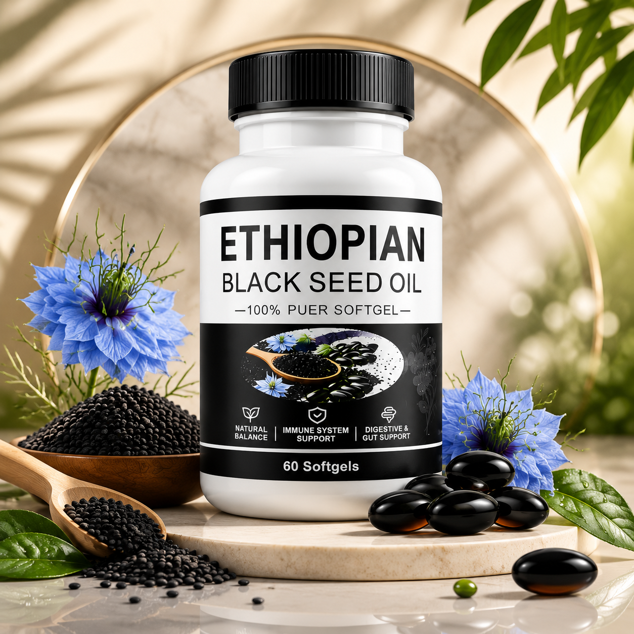 Aceite de Semilla Negra Etíope | Cápsulas Fáciles de Tomar, Sin Sabor Fuerte y con Fórmula Limpia.