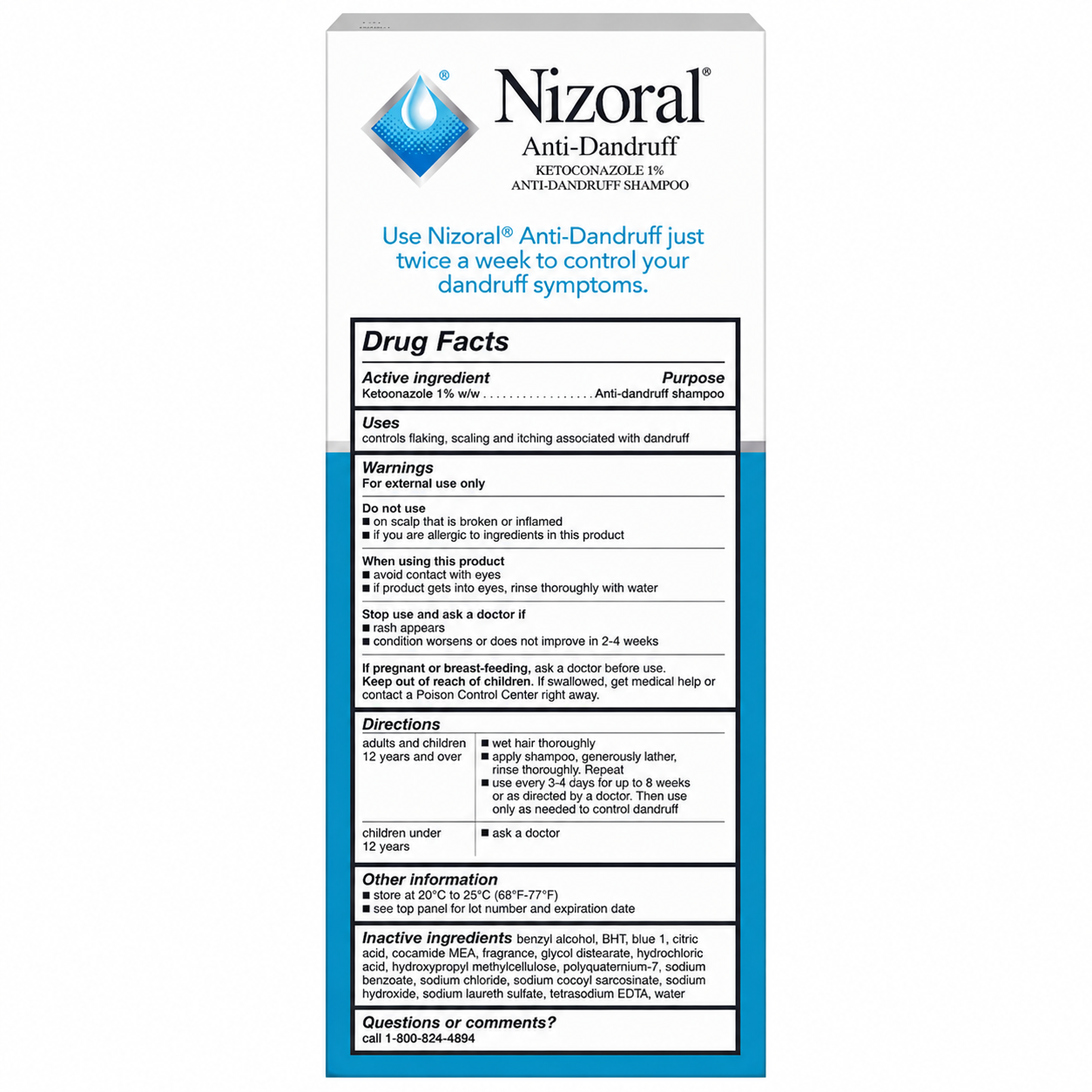 Nizoral® |Champú Anticaspa, Básico, Fresco, 7 Onzas Fluidas
