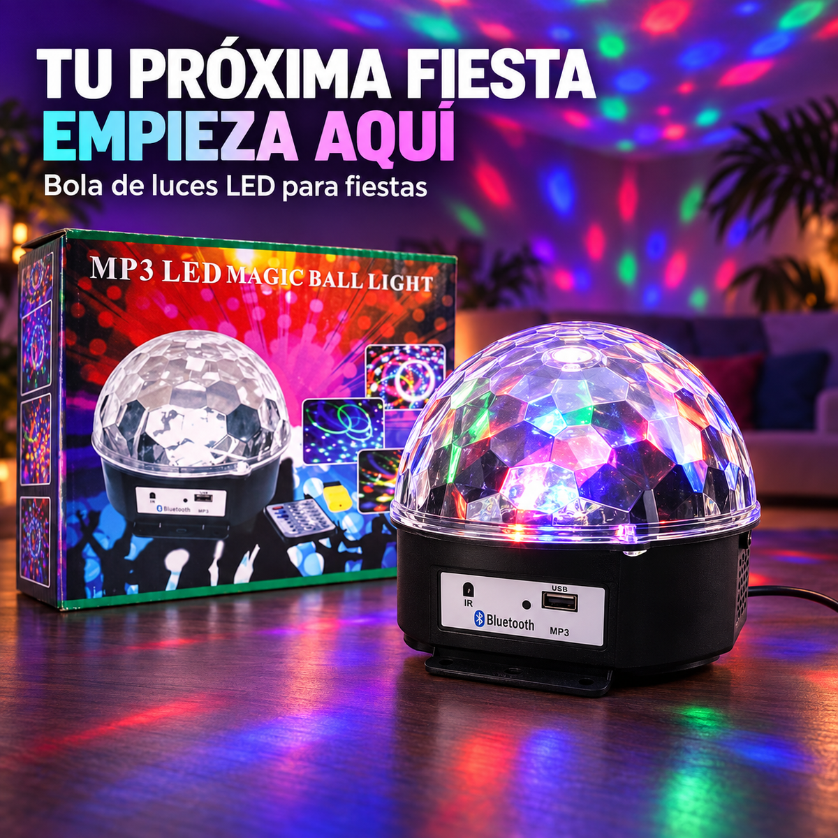 Foco LED con Música Bluetooth | Dale Vida a tus Reuniones con Luces Multicolor y tu Música Favorita en un Solo Dispositivo