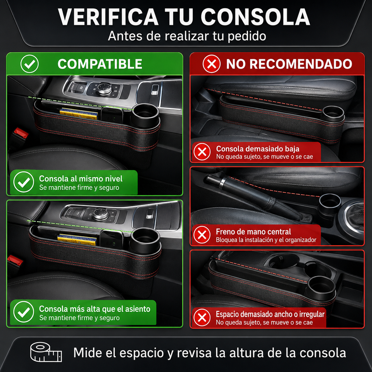 2 Organizadores Para Asiento de Carro | Nada se Cae Entre los Asientos Combo x2