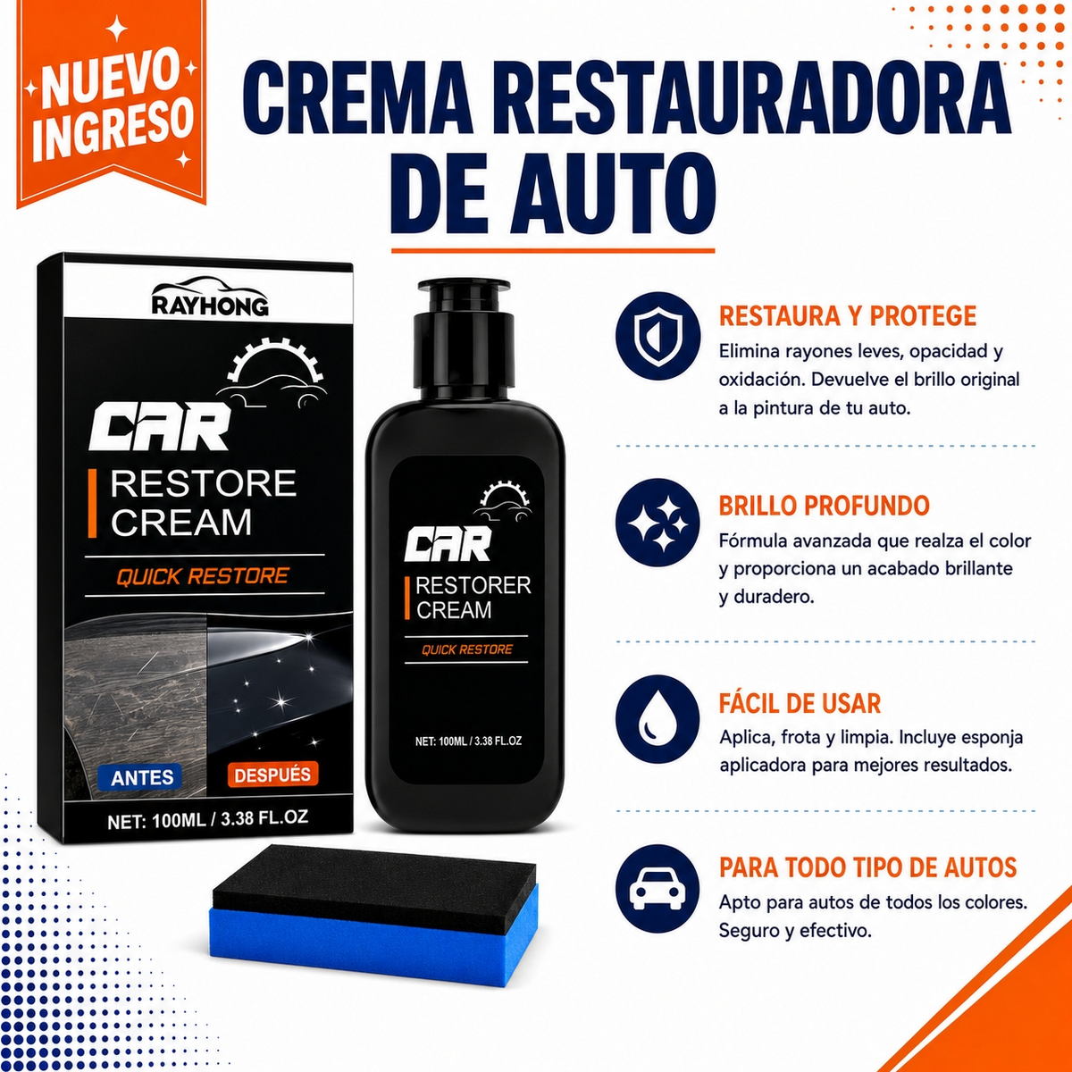 Renovador de Plástico Interior para Auto | Restaura Color y Brillo sin Residuo Grasoso. Oferta 2x1: Lleva Dos y Renueva Todo tu Interior de una Sola vez.