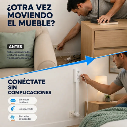 Extensor Tomacorriente | Deja de Mover Muebles Cada vez que Necesitas Conectar Algo, se Instala en Segundos, sin Herramientas
