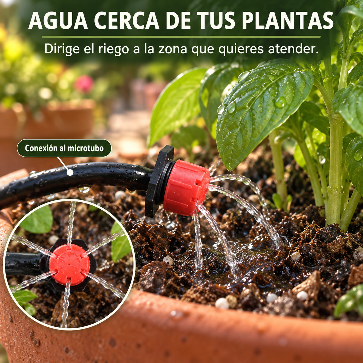 Pack 50 Unidades | Piezas de Riego por Goteo Ajustables de 1/4 Pulgadas