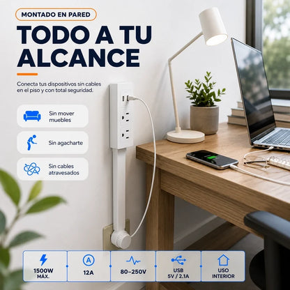 Extensor Tomacorriente | Deja de Mover Muebles Cada vez que Necesitas Conectar Algo, se Instala en Segundos, sin Herramientas