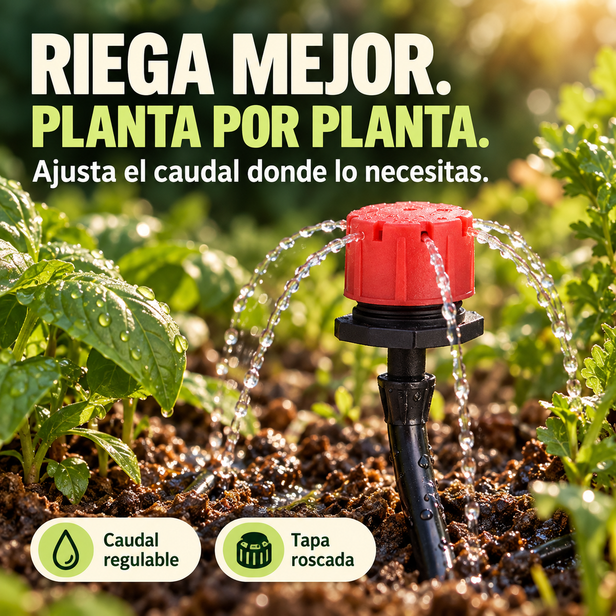Pack 50 Unidades | Piezas de Riego por Goteo Ajustables de 1/4 Pulgadas
