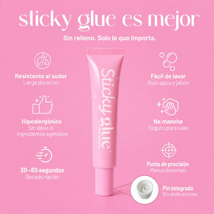 Sticky Glue | Adhesivo Líquido para Ropa que Mantiene Todo en su Lugar. Resistente al Agua, Invisible y sin Residuos.