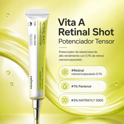 Retinal Shot | Arrugas Menos Profundas. Poros Refinados. Piel Tensa y Radiante. Todo en Una Gota.