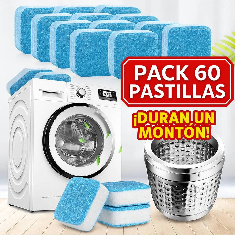 Pack 60 Pastillas Limpia Lavadora - Deja Tu Lavadora como Nueva