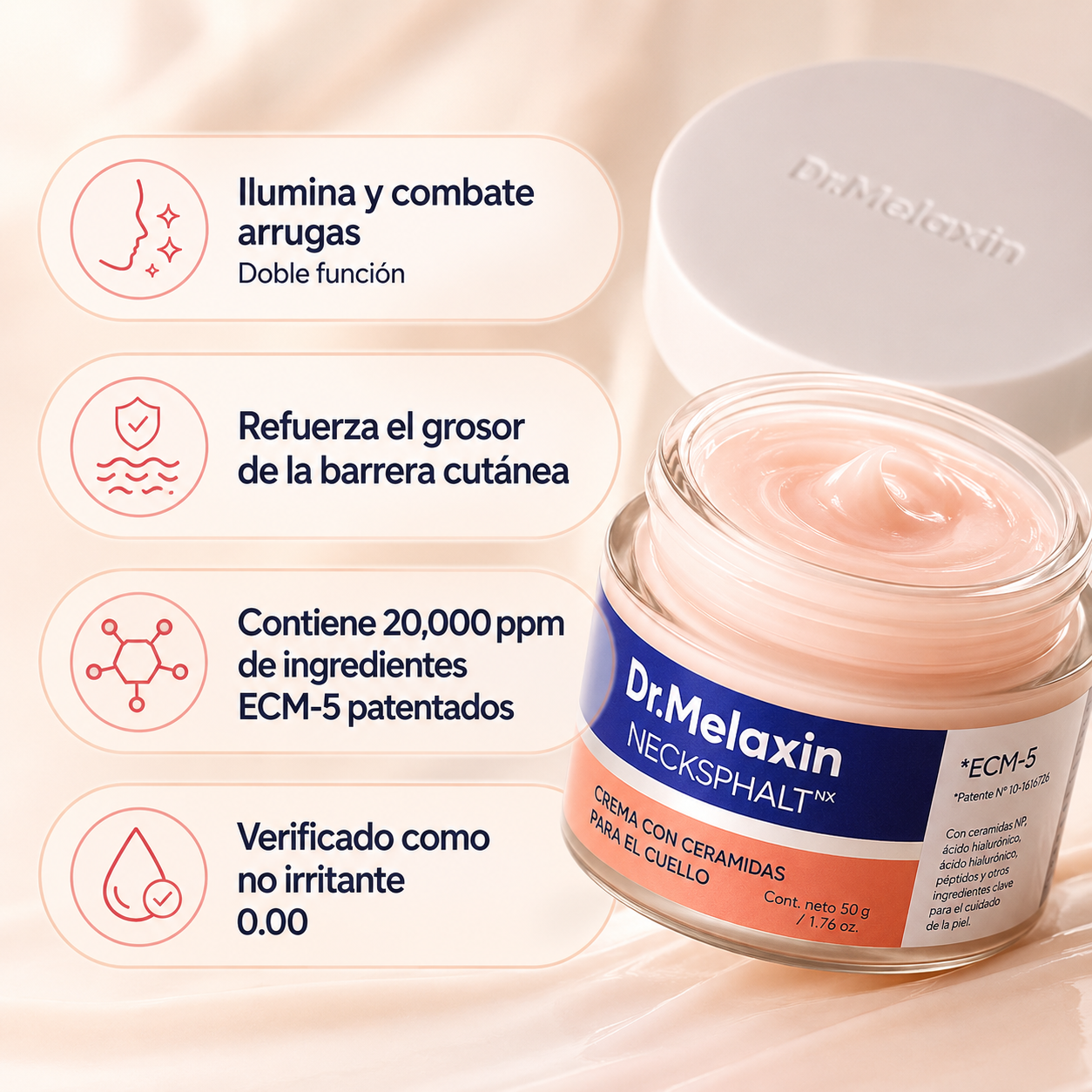 Dr.Melaxin Necksphalt |Adiós Marcas y Flacidez. La Crema Barrera que Levanta, Tensa y Unifica tu Cuello.