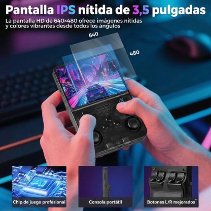 Consola R36S™ | +18,000 Juegos 19 Emuladores | Pantalla 3.5" | 64GB