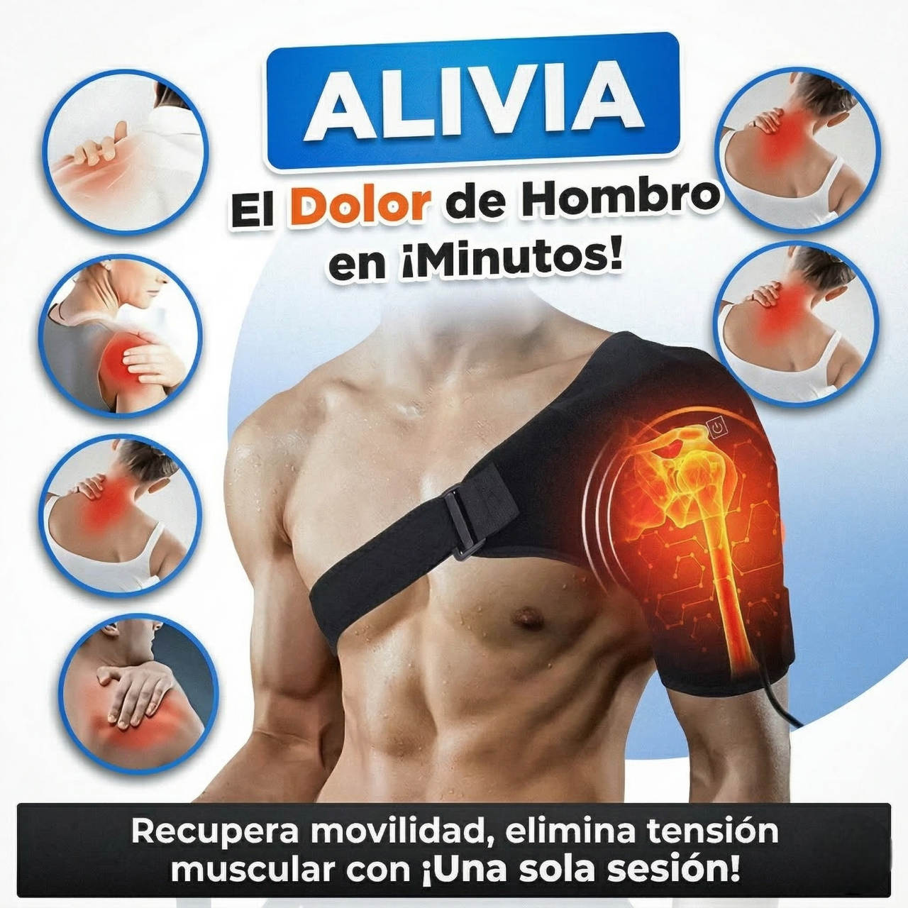 Hombrera Térmica Multifuncional | Terapia de calor ortopédica para el hombro que relaja, desinfla y recupera desde casa