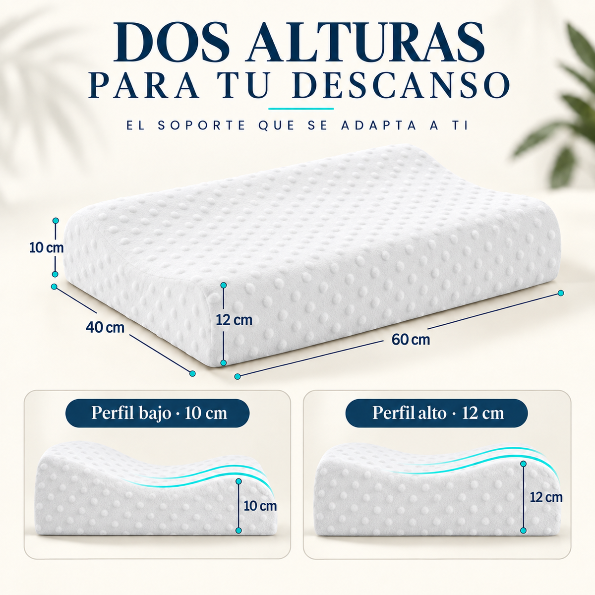 Almohada Ergonómica | Disfrutá un Descanso más Cómodo con su Diseño Ergonómico de Memory Foam