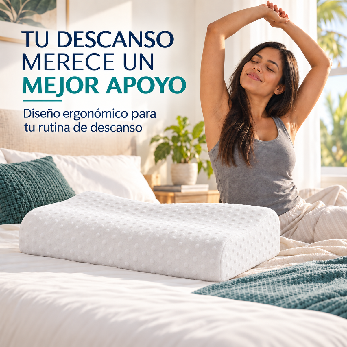 Almohada Ergonómica | Disfrutá un Descanso más Cómodo con su Diseño Ergonómico de Memory Foam