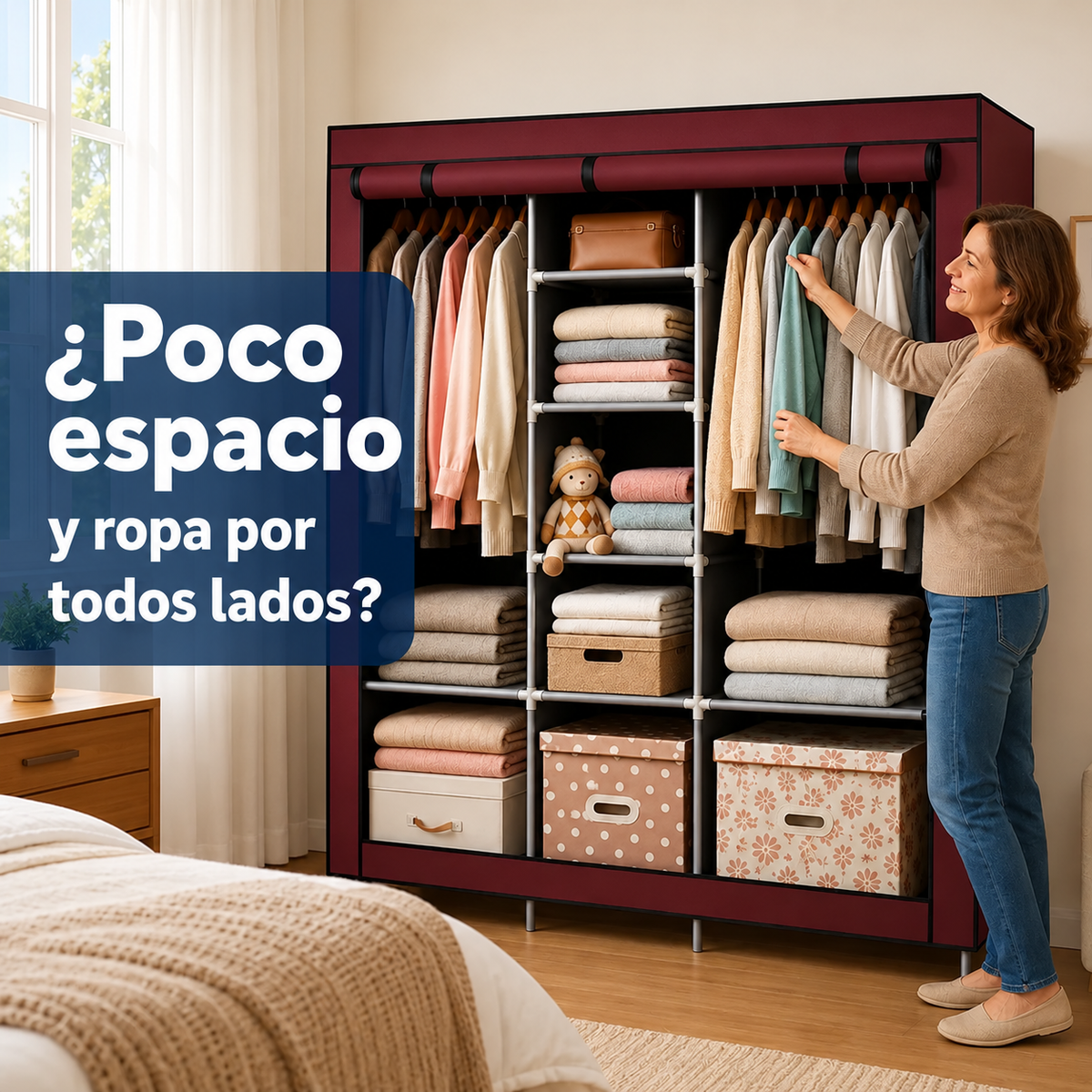 DUMOS Armario Portátil | Arma tu Clóset en 20 Minutos, sin Herramientas, con Tapa