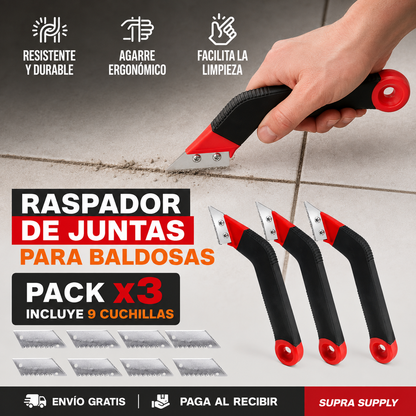 3x1 Raspador de Juntas | Renueva las Juntas de Baños, Cocinas y Pisos Retirando la Fragua Vieja con Mayor Precisión y Menos Esfuerzo