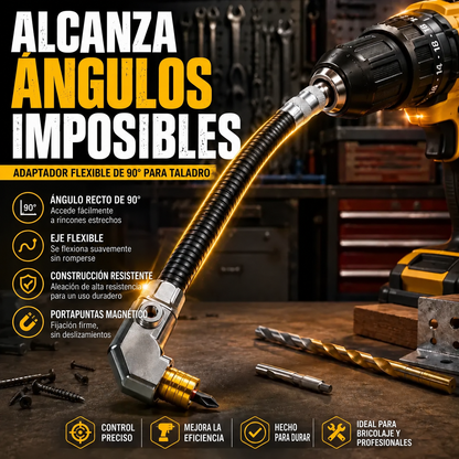 Adaptador Flexible de Taladro en Angulo Recto de 90° para Espacios Reducidos