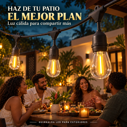 10 Bombillas LED de Cadena para Interiores de Patio | Dale a tu Patio, Terraza o Jardín ese Ambiente Cálido que Invita a Quedarse