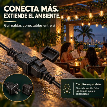 10 Bombillas LED de Cadena para Interiores de Patio | Dale a tu Patio, Terraza o Jardín ese Ambiente Cálido que Invita a Quedarse