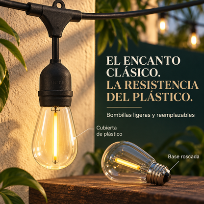 10 Bombillas LED de Cadena para Interiores de Patio | Dale a tu Patio, Terraza o Jardín ese Ambiente Cálido que Invita a Quedarse