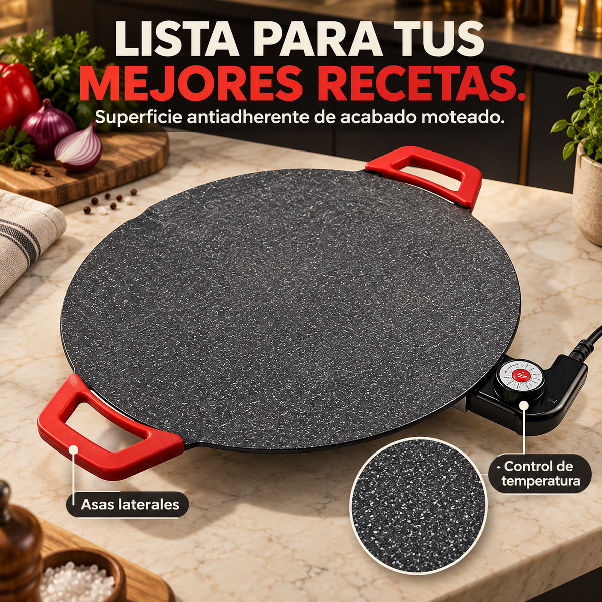 Sartén eléctrica | Antiadherente sin Humo para Interiores en la Comodidad de tu Mesa