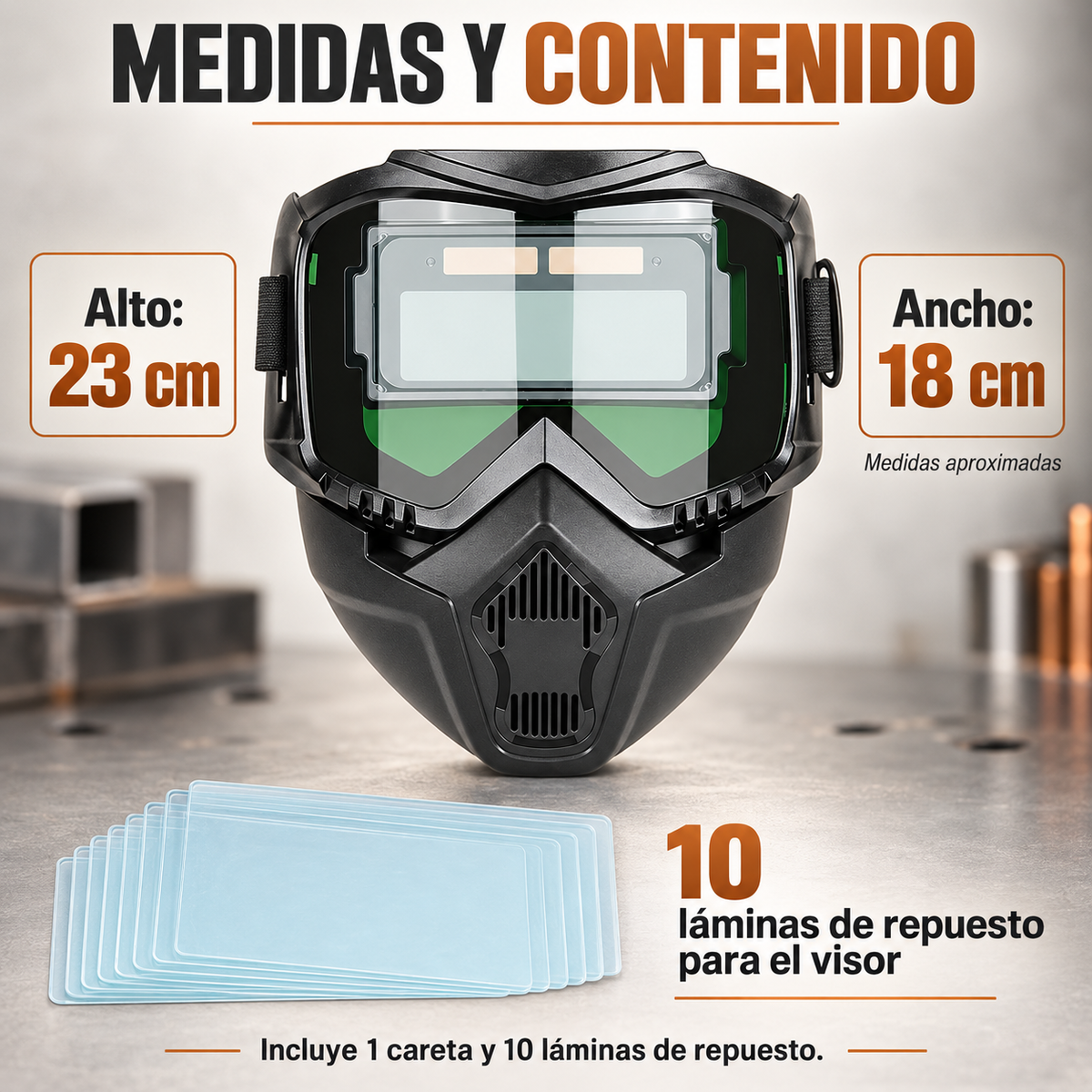 Máscara de Soldar Automática | Desmontable Facial Soldadura con Oscurecimiento Automatico, Bloquea la Radiación UV, Aislamiento Térmico