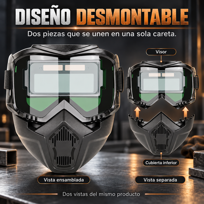 Máscara de Soldar Automática | Desmontable Facial Soldadura con Oscurecimiento Automatico, Bloquea la Radiación UV, Aislamiento Térmico