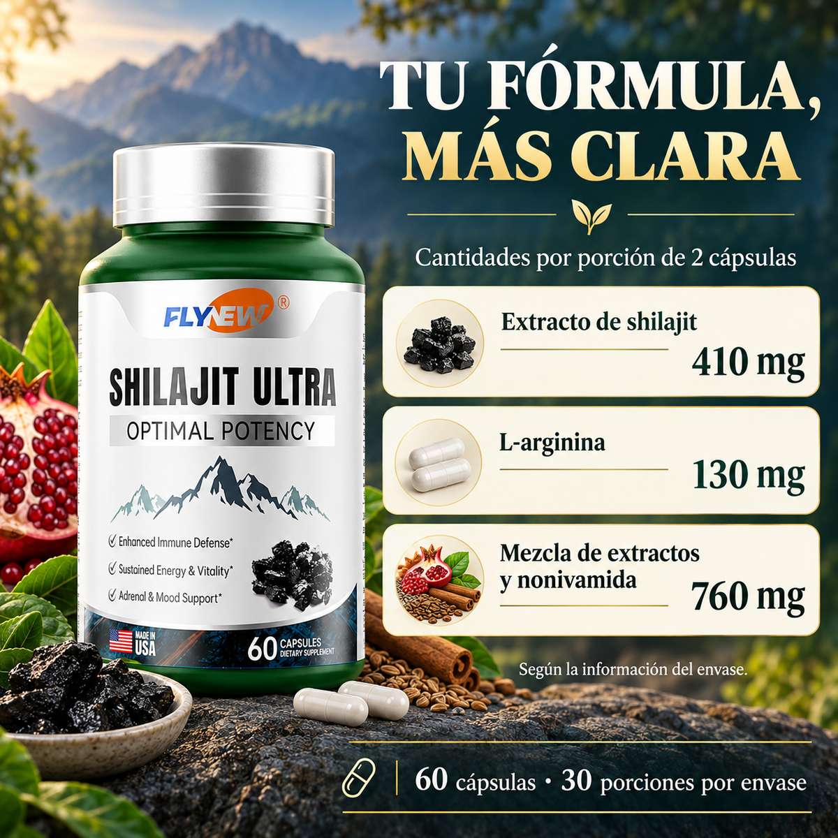 Shilajit Ultra | Si Prefieres Evitar Mezclas, Cucharillas y Preparaciones, el Formato en Cápsulas Puede Encajar Contigo