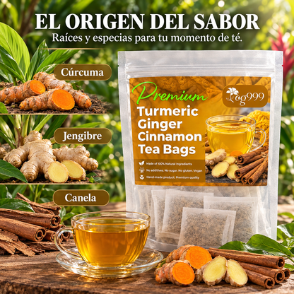 TÉ de Cúrcuma Jengibre y Canela | Mejora La Digestión, El Cerebro, El Peso, La Piel y El Sueño