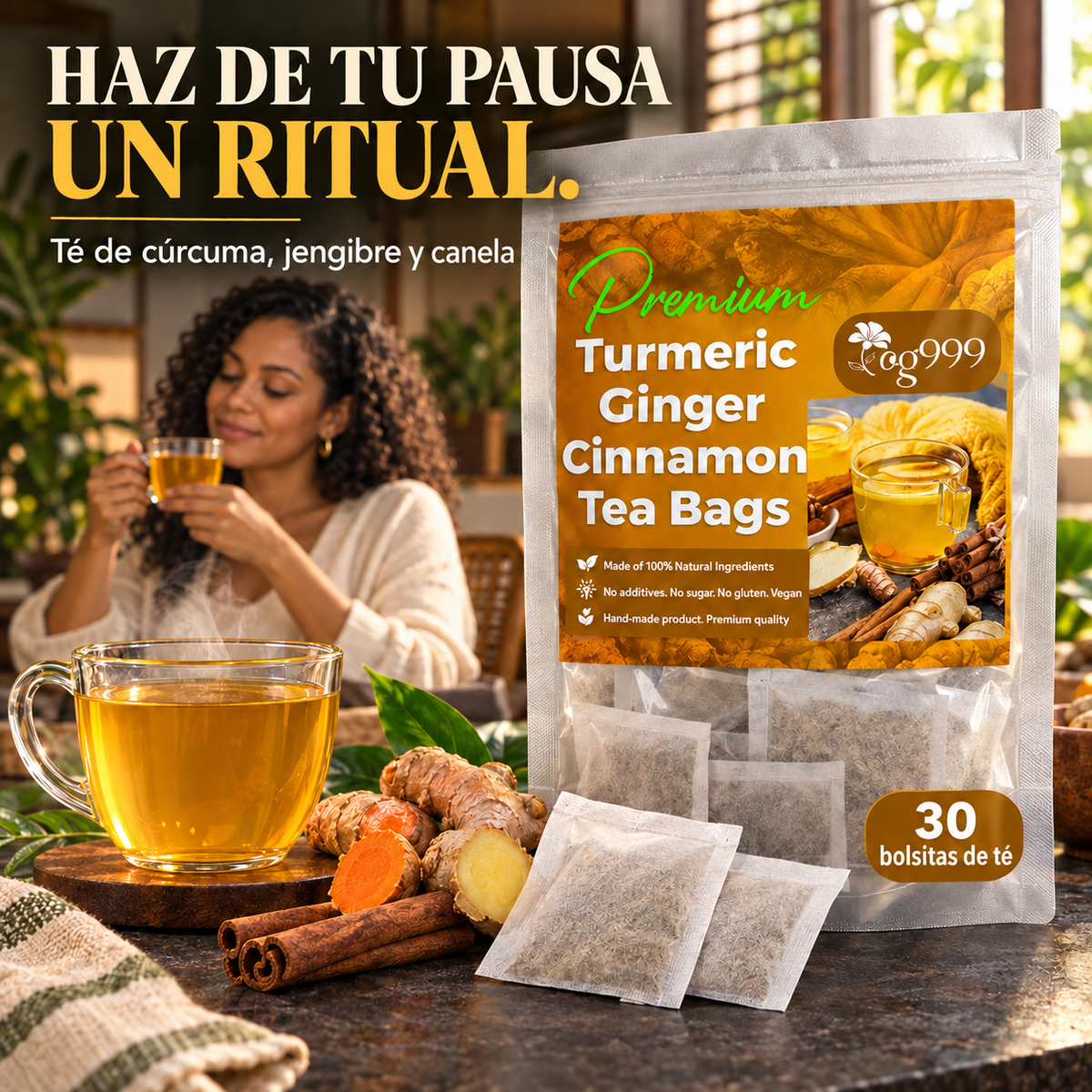 TÉ de Cúrcuma Jengibre y Canela | Mejora La Digestión, El Cerebro, El Peso, La Piel y El Sueño