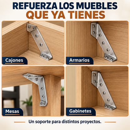 Pack de 20 Conectores de Esquina Universales | Soportes Universales de Acero Inoxidable en L para Estantes, Mesa, Gabinete, Cajón