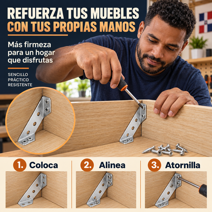 Pack de 20 Conectores de Esquina Universales | Soportes Universales de Acero Inoxidable en L para Estantes, Mesa, Gabinete, Cajón