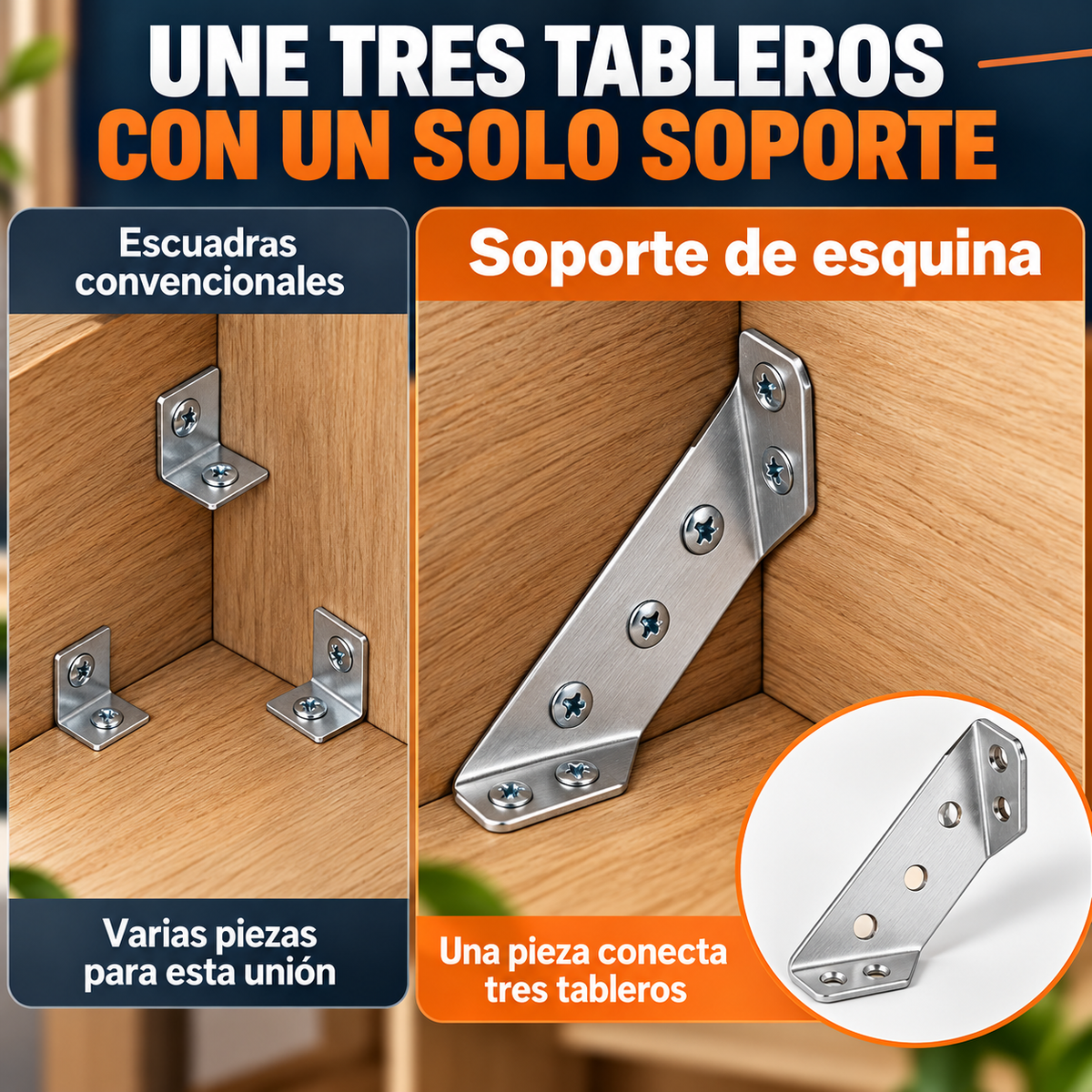 Pack de 20 Conectores de Esquina Universales | Soportes Universales de Acero Inoxidable en L para Estantes, Mesa, Gabinete, Cajón