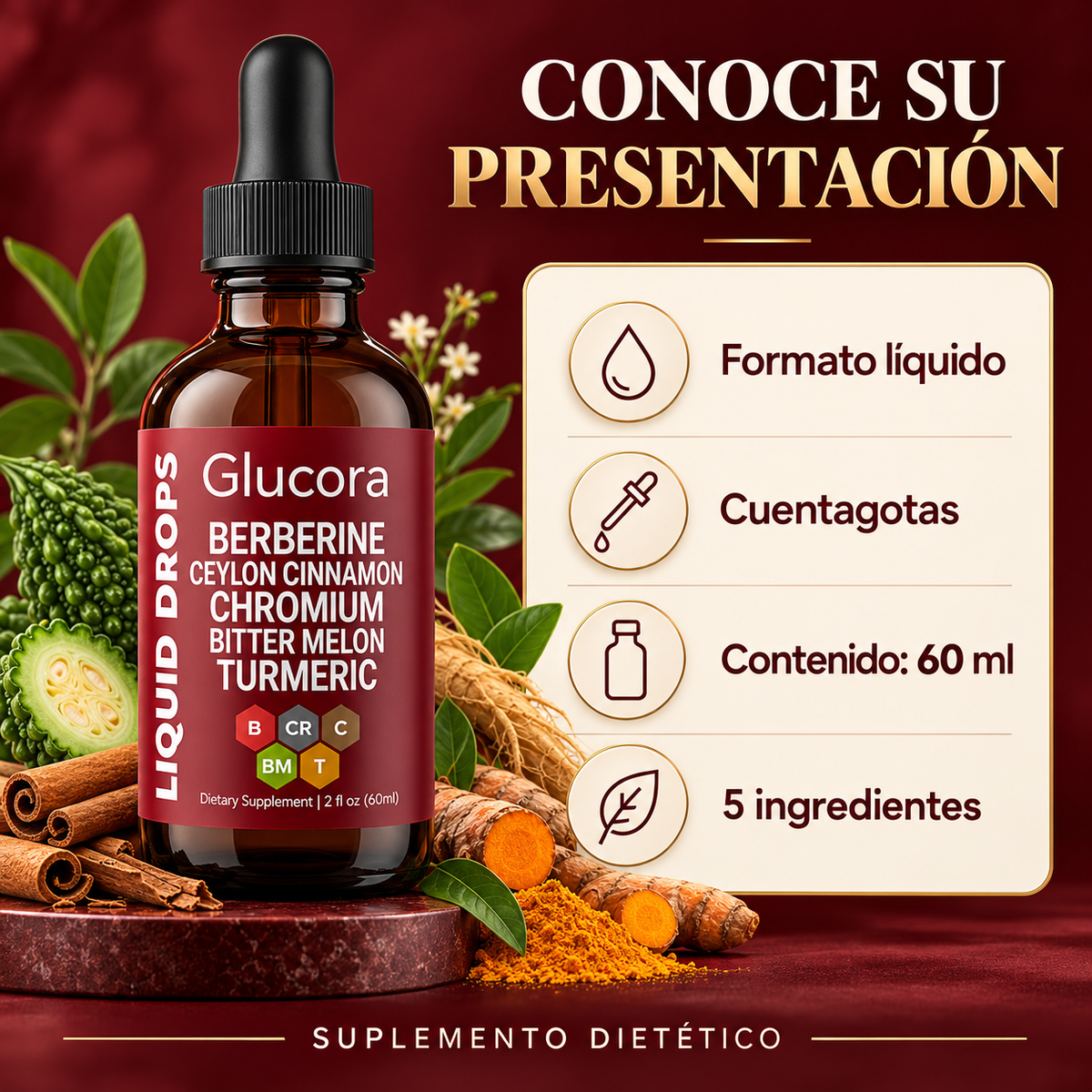 Glucora Berberina Liquida | Adiós Picos Recupera el Control de tu Azúcar