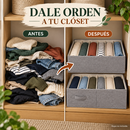 Organizador Individual de Ropa 2x1 | Caja de Almacenamiento con Compartimentos y Asas Plegable para Ropa