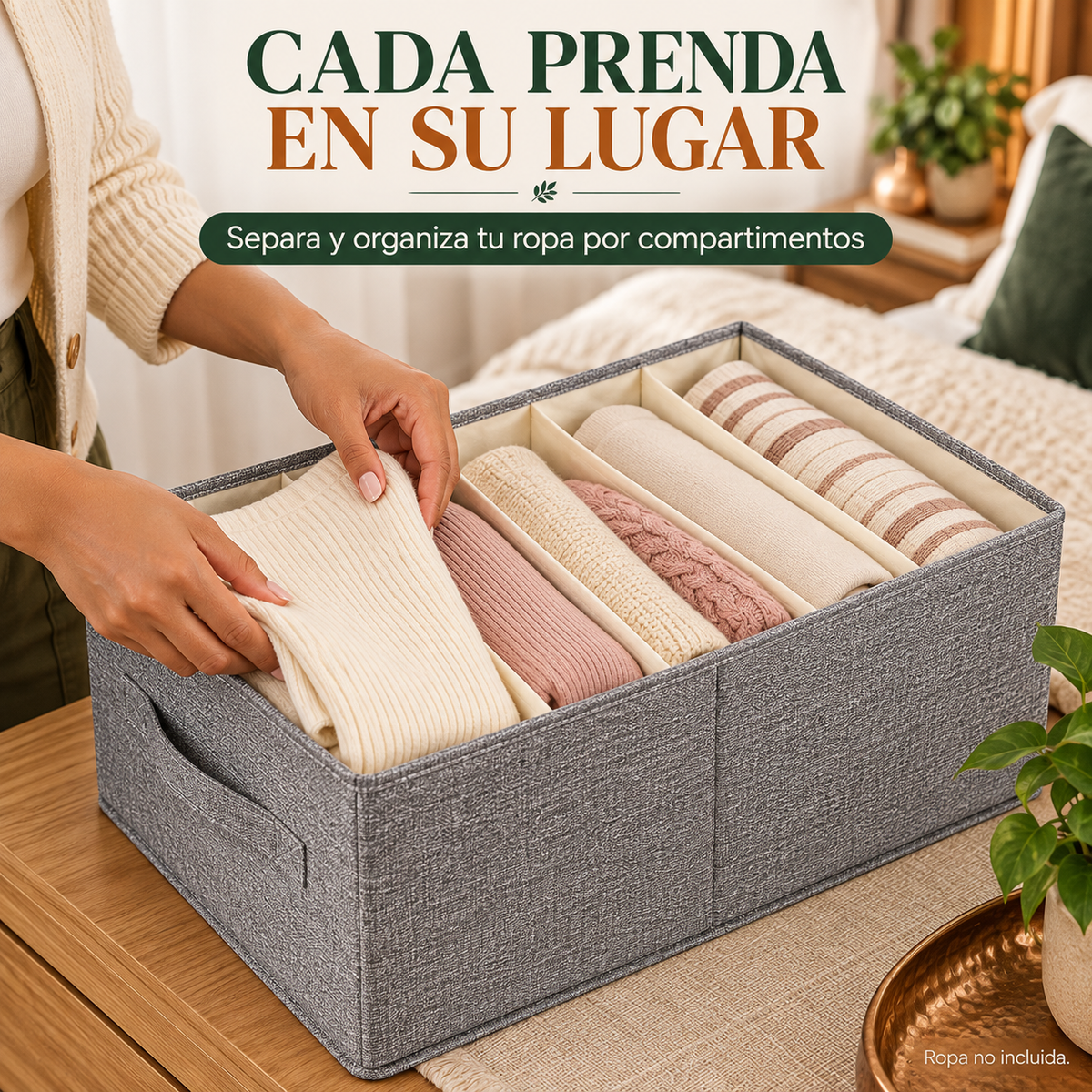 Organizador Individual de Ropa 2x1 | Caja de Almacenamiento con Compartimentos y Asas Plegable para Ropa