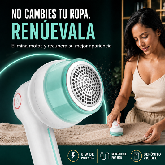 Quita Pelusas | Afeitadora de Tela Eléctrica con Carga USB, Eliminador de Bolitas para Ropa, 2 Cabezales de Repuesto