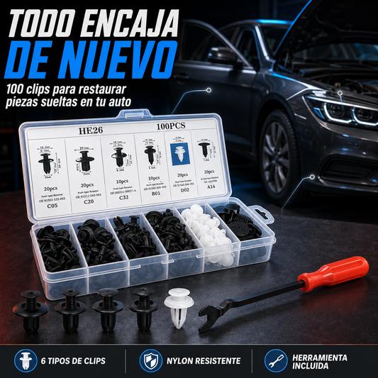 Clips Universales para Automóvil |100 Clips de Retención Tipo Empuje, Clips de Remache de Empuje para Parachoques