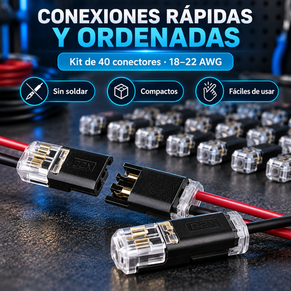 40 Conectores Eléctricos Rápidos para Cables de Baja Tensión | Ideales para Luces LED y Proyectos de Bajo Voltaje con Cables Compatibles