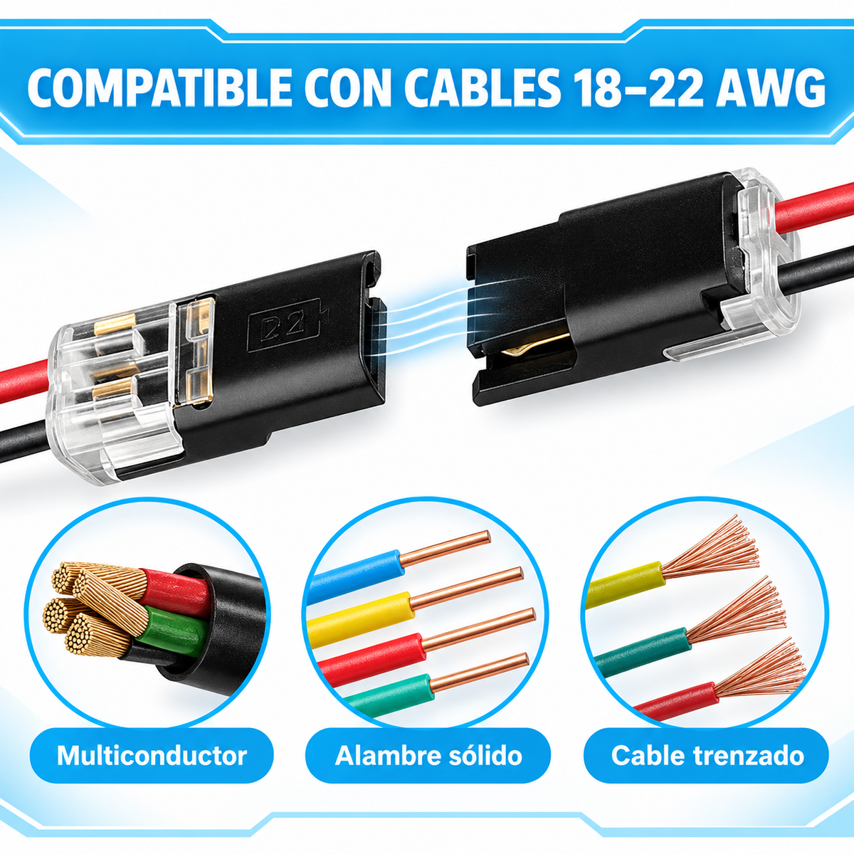 40 Conectores Eléctricos Rápidos para Cables de Baja Tensión | Ideales para Luces LED y Proyectos de Bajo Voltaje con Cables Compatibles