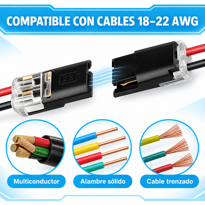 40 Conectores Eléctricos Rápidos para Cables de Baja Tensión | Ideales para Luces LED y Proyectos de Bajo Voltaje con Cables Compatibles