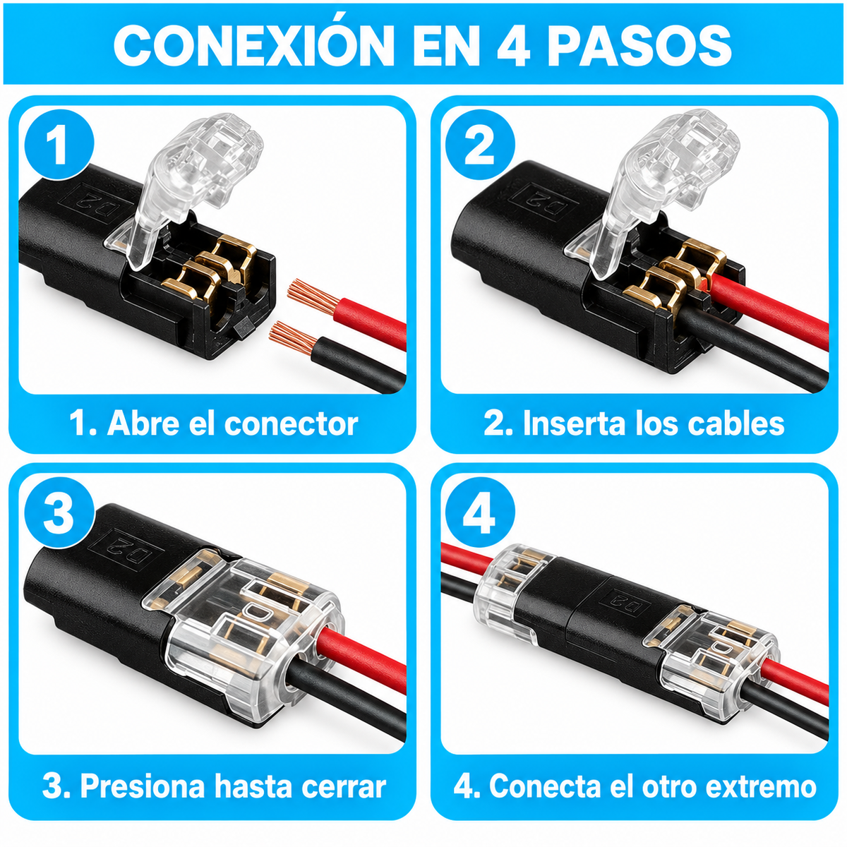40 Conectores Eléctricos Rápidos para Cables de Baja Tensión | Ideales para Luces LED y Proyectos de Bajo Voltaje con Cables Compatibles