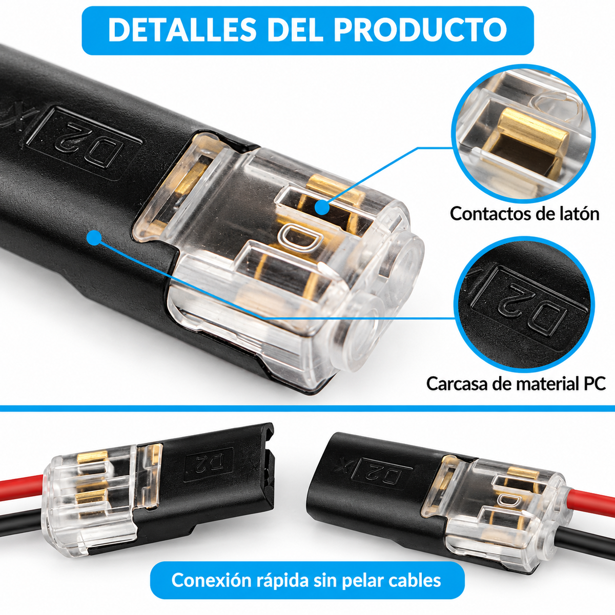 40 Conectores Eléctricos Rápidos para Cables de Baja Tensión | Ideales para Luces LED y Proyectos de Bajo Voltaje con Cables Compatibles