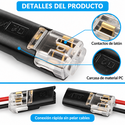 40 Conectores Eléctricos Rápidos para Cables de Baja Tensión | Ideales para Luces LED y Proyectos de Bajo Voltaje con Cables Compatibles