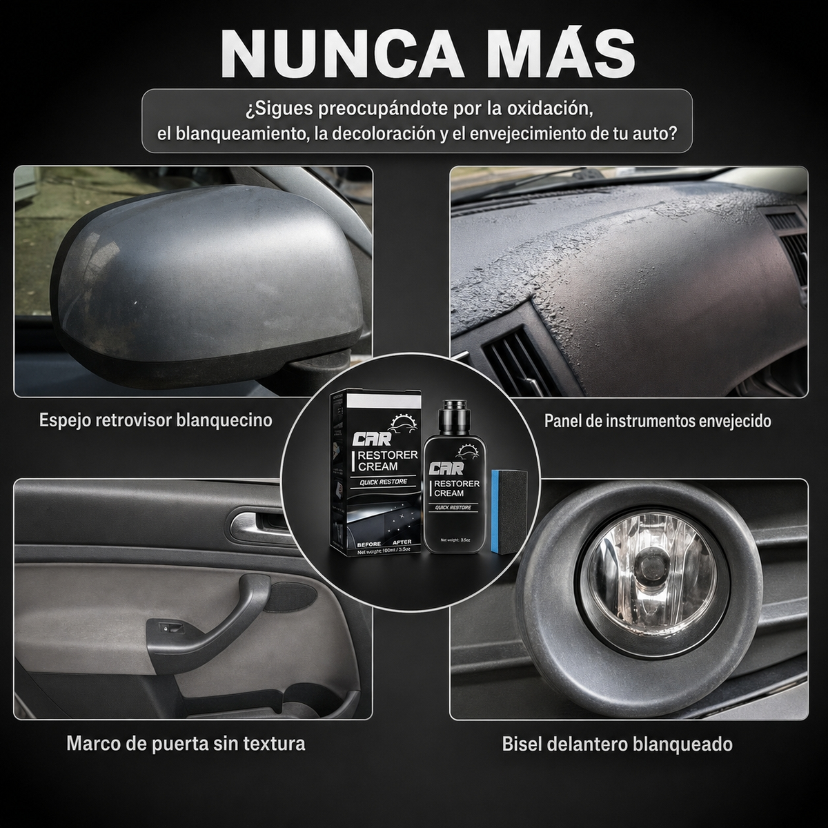 Renovador de Plástico Interior para Auto | Restaura Color y Brillo sin Residuo Grasoso. Oferta 2x1: Lleva Dos y Renueva Todo tu Interior de una Sola vez.