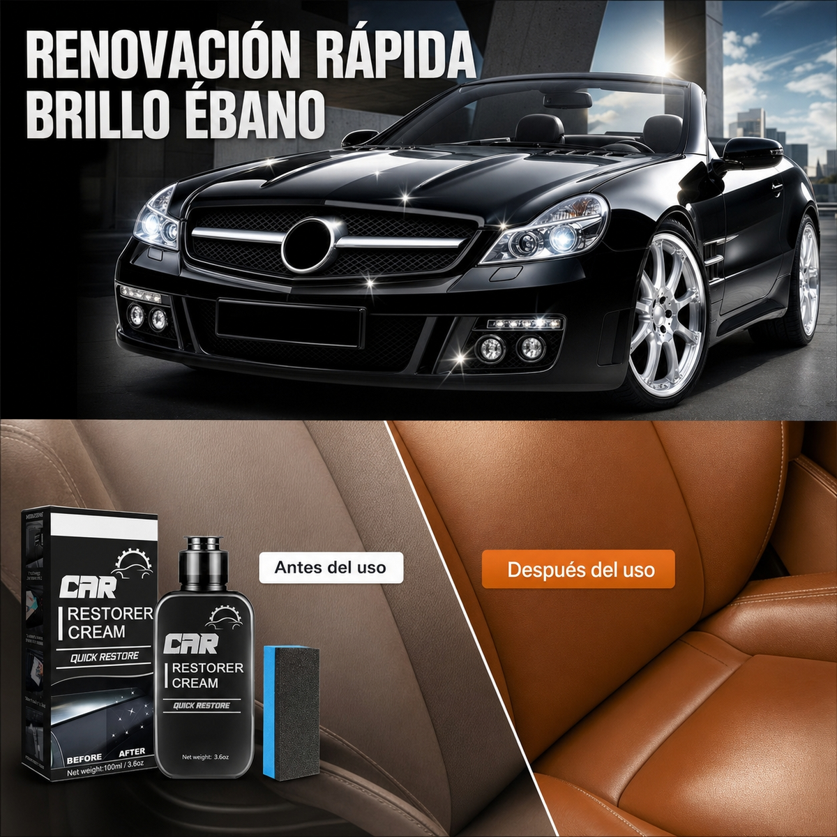 Renovador de Plástico Interior para Auto | Restaura Color y Brillo sin Residuo Grasoso. Oferta 2x1: Lleva Dos y Renueva Todo tu Interior de una Sola vez.