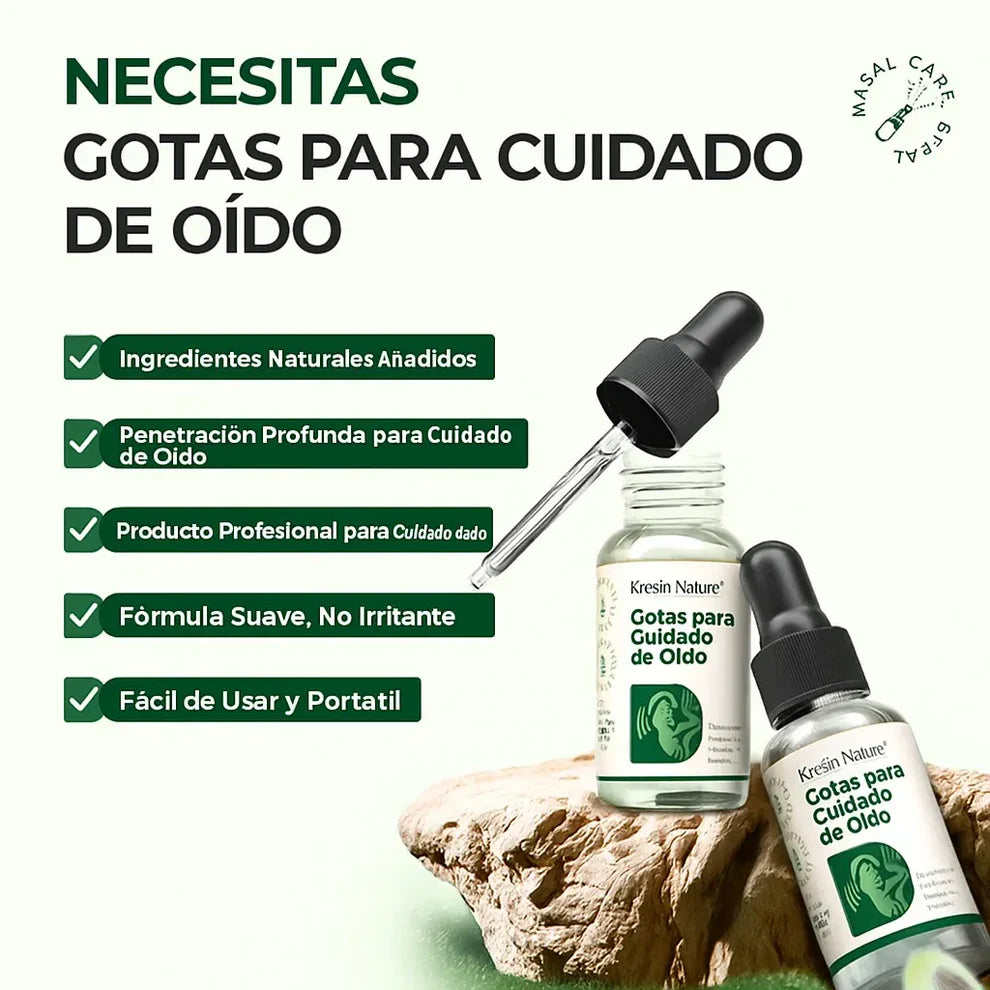 GOTAS PARA CUIDADO AUDITIVO | Alivia Dolor y Zumbidos al Instante + Folleto informativo y modo de uso para tratamiento